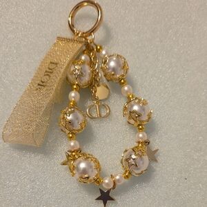 Elegant Gold and White Key Chain/Bracelet/ Bag Charm